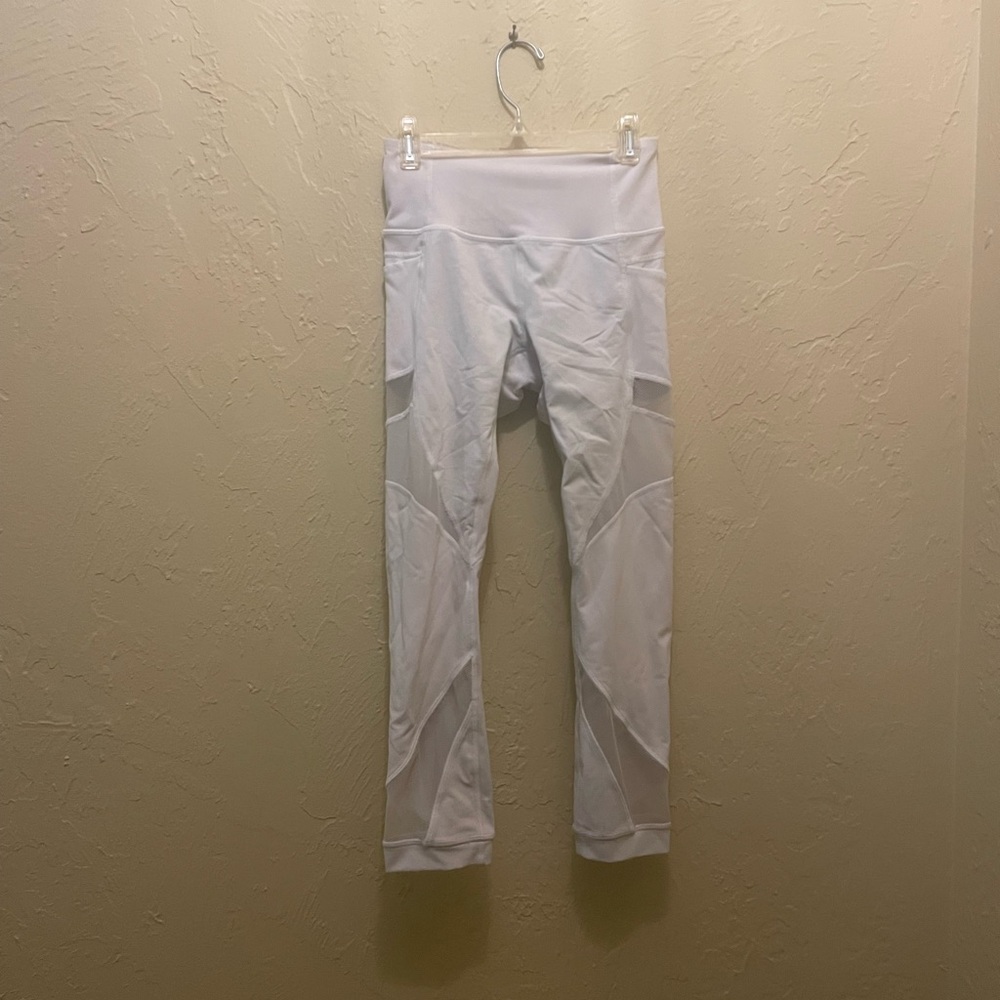 lululemon athletica White High-Waist Leggings with Mesh Panels